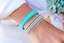Load image into Gallery viewer, Striped Beaded Bracelet Black & White
